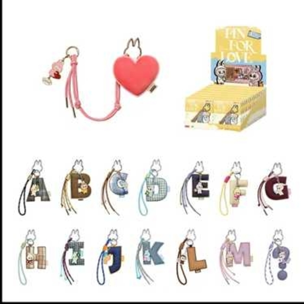 "A-M" Labubu POP MART Pin For Love Letter Pendant Keychain F H I